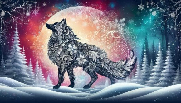 Download Heavenly Snow Wolf Painting - Wolf painting Collection