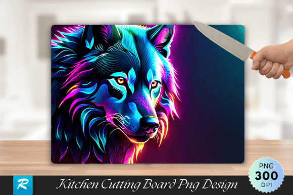 Download Neon Wolf Cutting Board PNG Design - Premium Resources