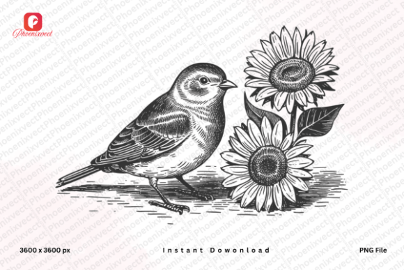 Download Vintage Hand Drawn Sunflower Sparrow PNG - Arrow png Collection