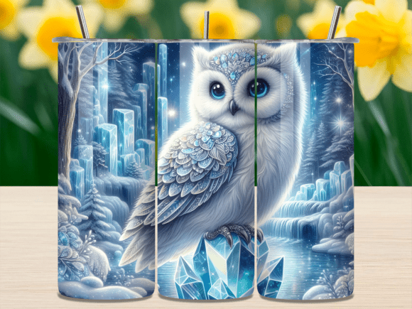 Download Fantasy White Snow Owl Ice Tumbler Wrap - Fantasy Collection