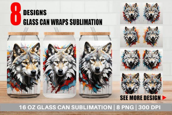 Download Glass Can 3D Wolf Painting - Wolf painting Collection