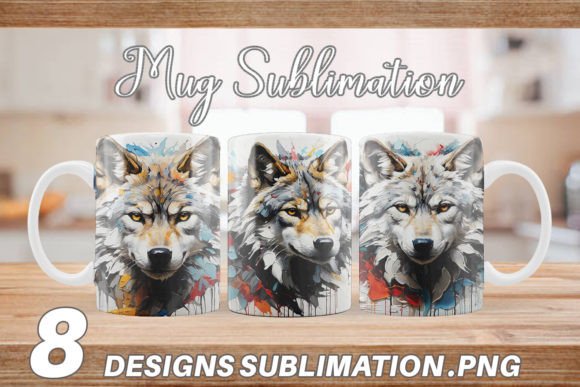 Download Mug Wrap 3D Wolf Painting - Wolf painting Collection