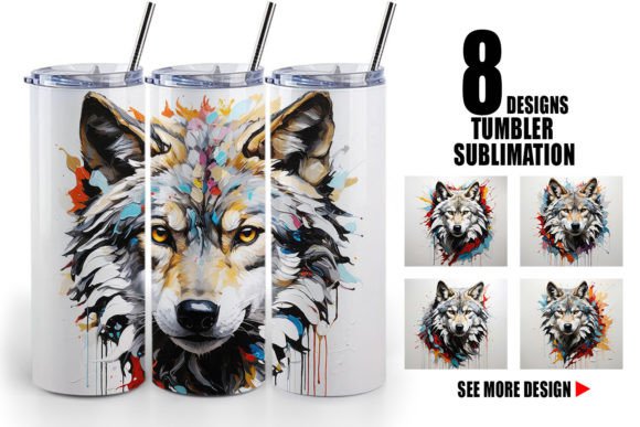 Download Tumbler 3D Wolf Painting - Wolf painting Collection