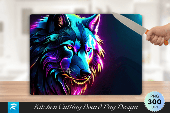 Download Neon Wolf Cutting Board PNG Design - Premium Resources