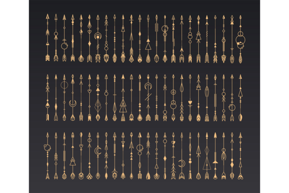 Download Decorative Golden Boho Arrows. Tribal Et - Boho arrows Collection
