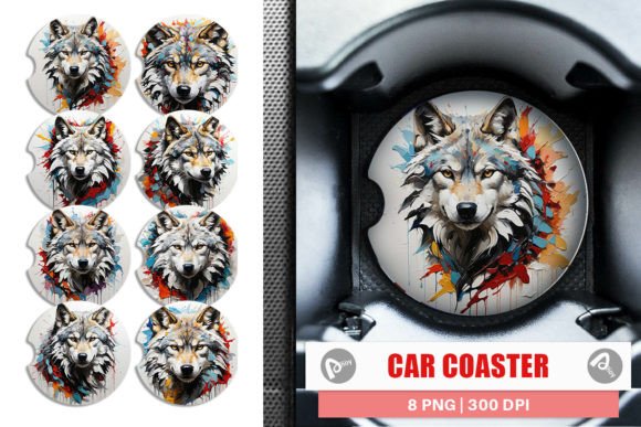 Download Car Coaster 3D Wolf Painting - Wolf painting Collection