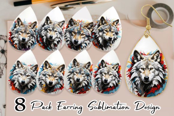 Download Earring 3D Wolf Painting - Wolf painting Collection